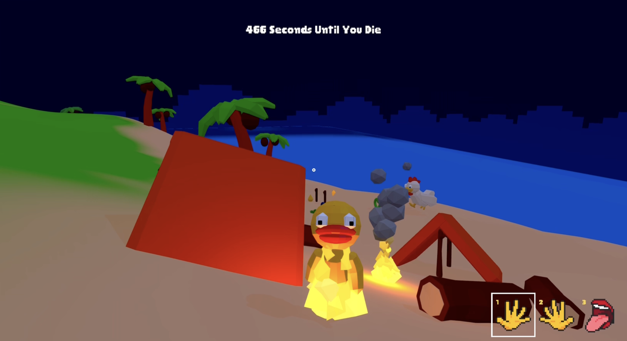 Surviving by a campfire at night